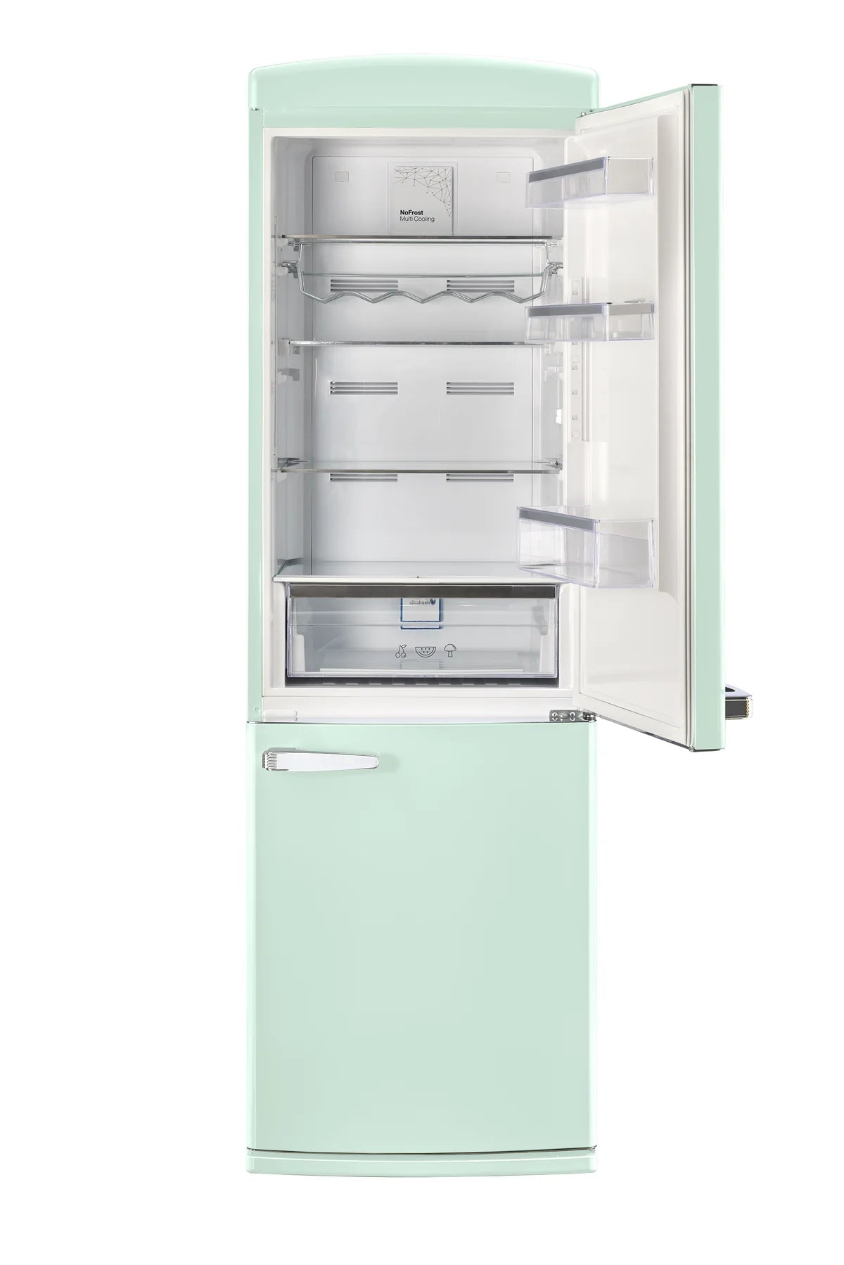 Unique 340Litre Mint Green Bottom Mount Refrigerator