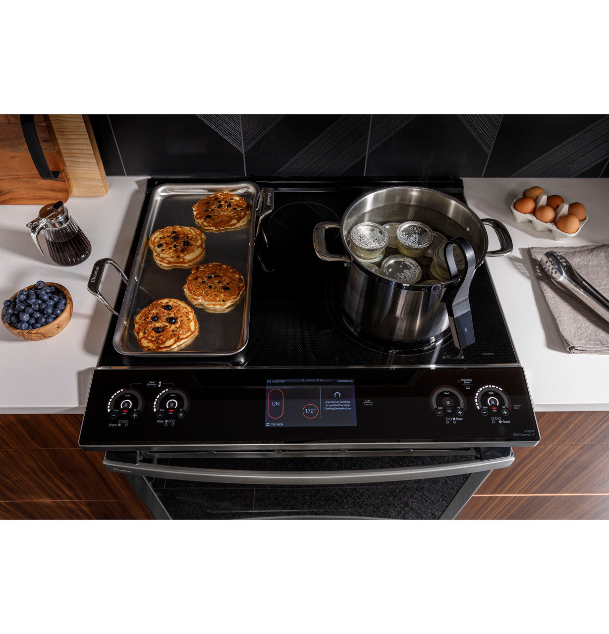 GE Profile™ 30" Smart Slide-In Fingerprint Resistant Front-Control Induction and Convection Range