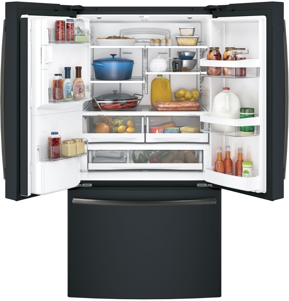 GE - 27.7 Cu. Ft. French Door Refrigerator - Black Slate