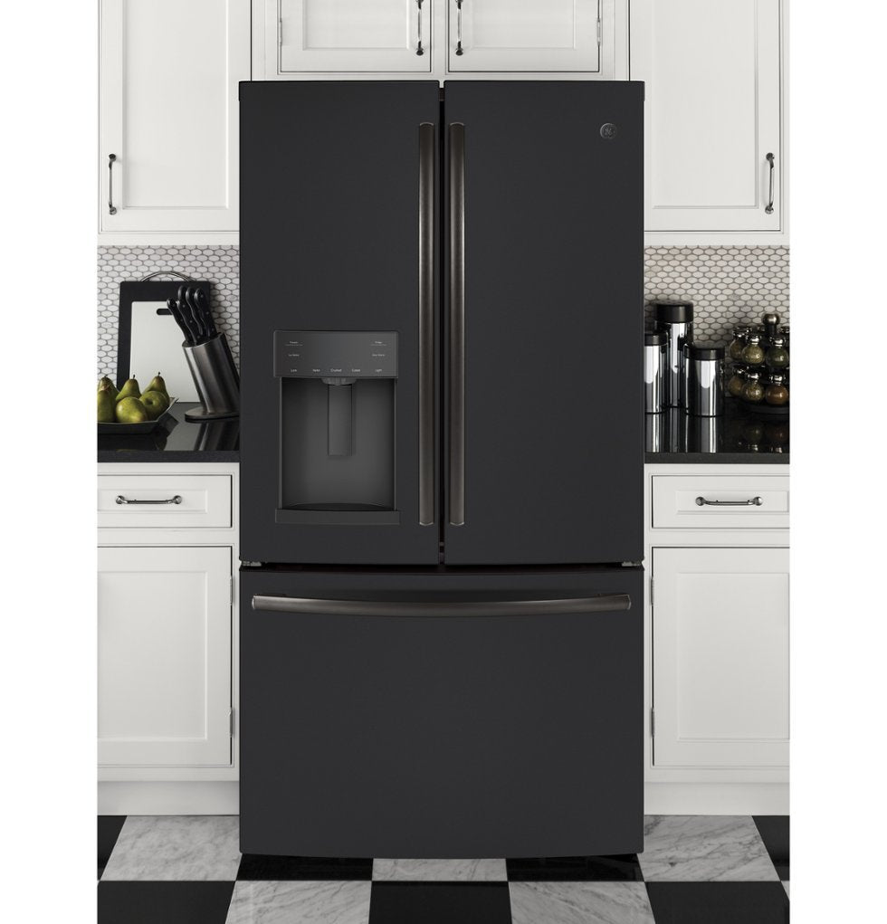 GE - 27.7 Cu. Ft. French Door Refrigerator - Black Slate