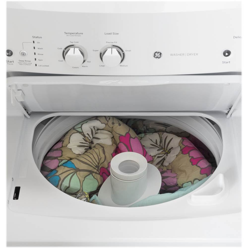 GE Unitized Spacemaker® 3.8 cu. ft. Capacity Washer with Stainless Steel Basket and 5.9 cu. ft. Capacity Gas Dryer