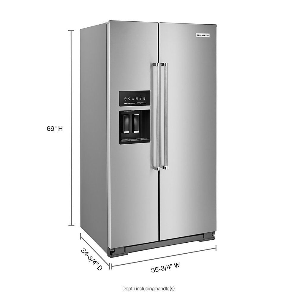 24.8 cu ft. Side-by-Side Refrigerator with Exterior Ice and Water and PrintShield™