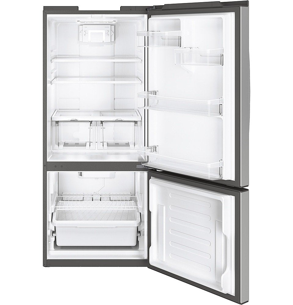 GE - 21.0 Cu. Ft. Bottom-Freezer Refrigerator - Stainless Steel