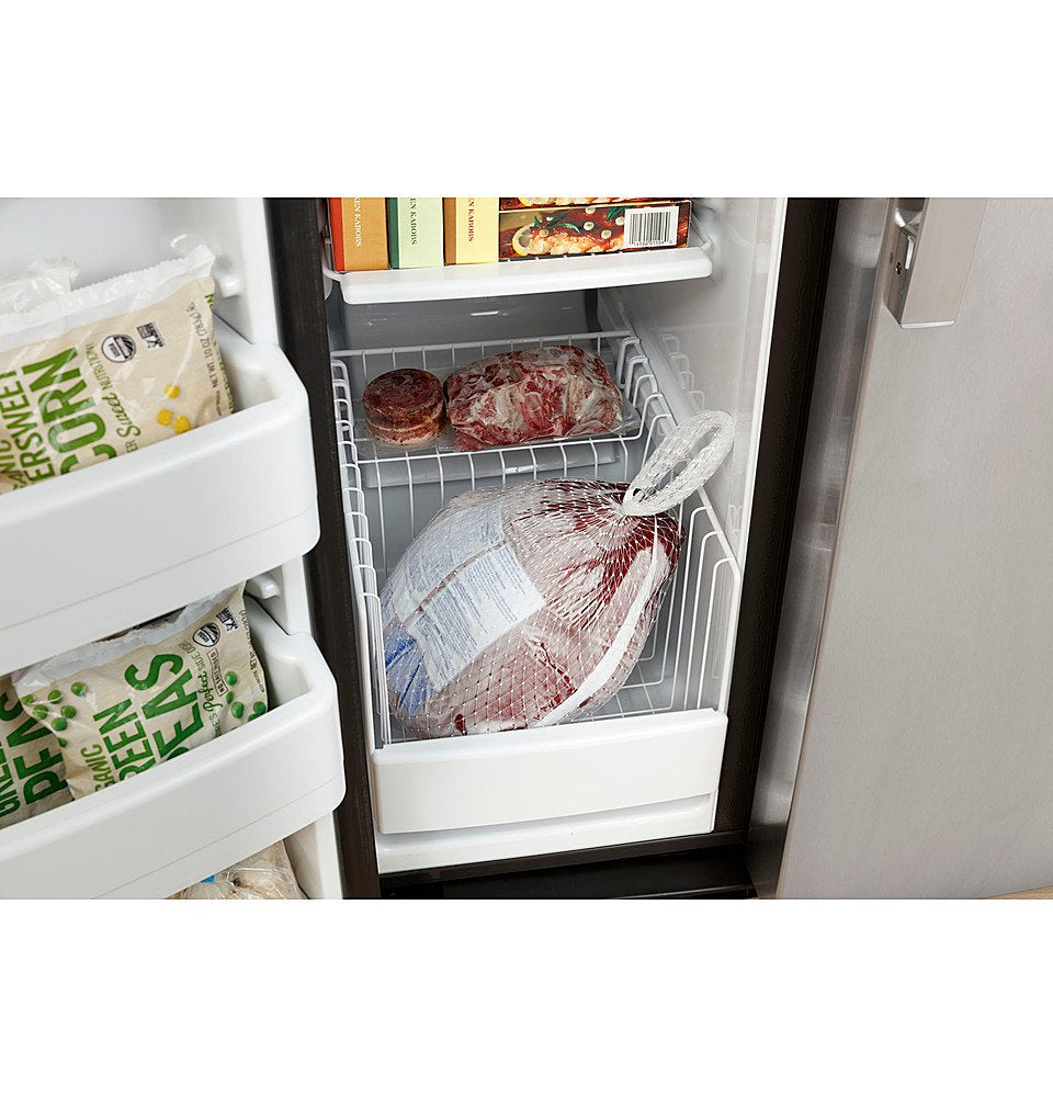 GE - 25.3 Cu. Ft. Side-by-Side Refrigerator with External Ice & Water Dispenser - High Gloss Black