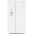 GE - 25.3 Cu. Ft. Side-by-Side Refrigerator with External Ice &amp; Water Dispenser - High Gloss White