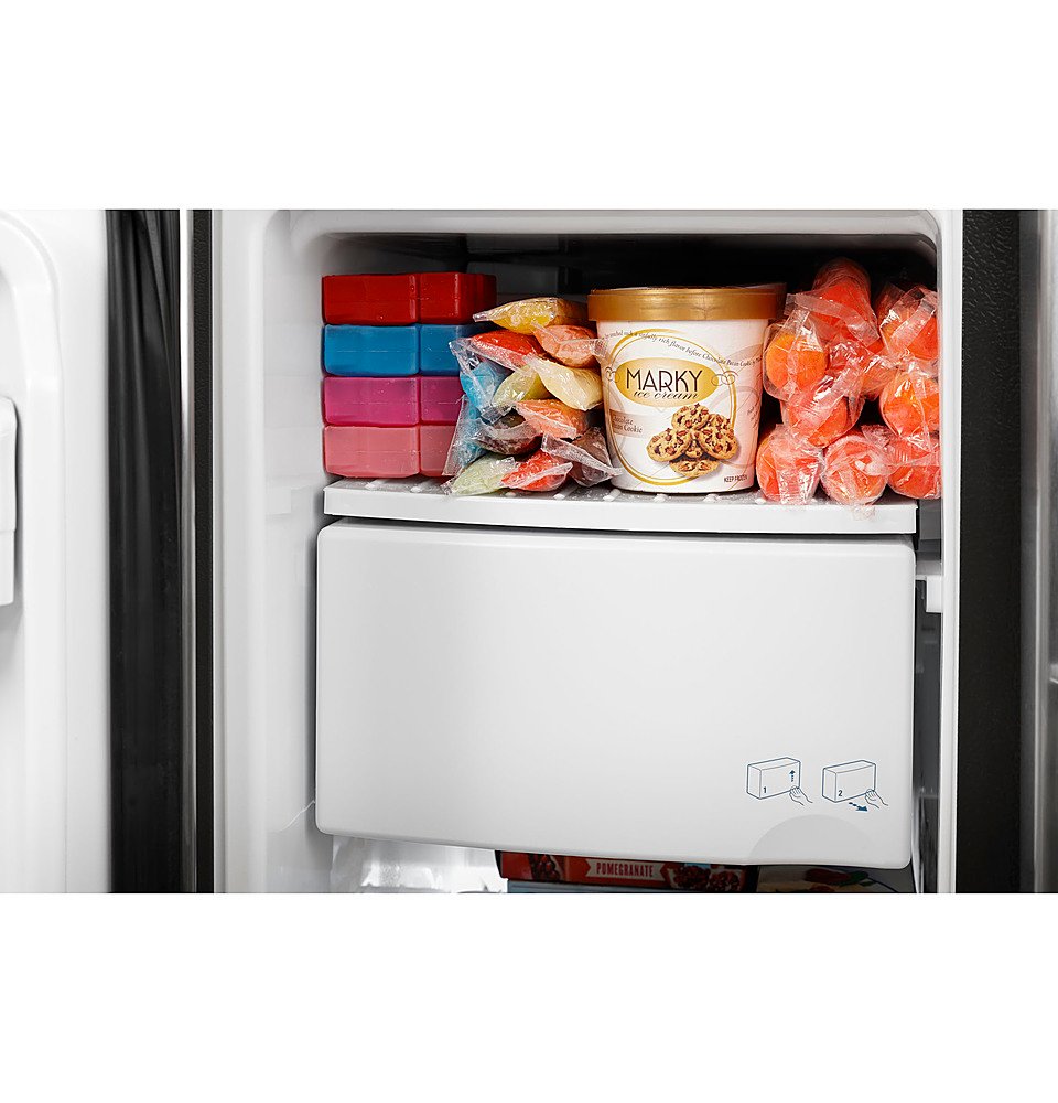 GE - 25.3 Cu. Ft. Side-by-Side Refrigerator with External Ice &amp; Water Dispenser - High Gloss White