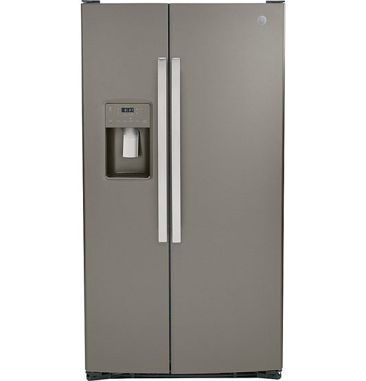 GE® 25.3 Cu. Ft. Side-by-Side Refrigerator with External Ice & amp Water Dispenser - Slate