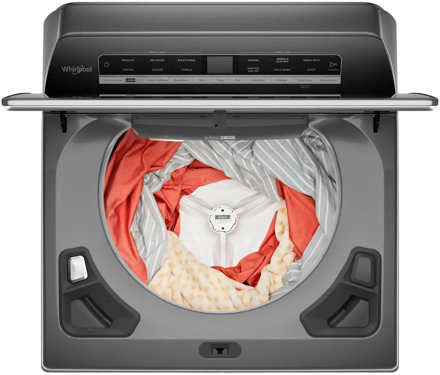 Whirlpool - 5.2 Cu. Ft. High Efficiency Smart Top Load Washer with 2 in 1 Removable Agitator - Chrome Shadow