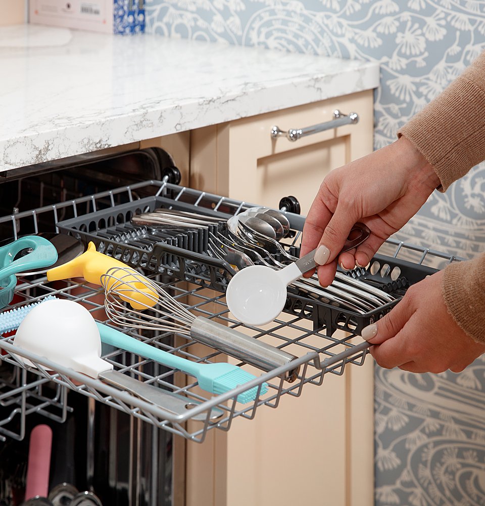 GE - 24" Top Control Smart Built-In Stainless Steel Tub Dishwasher with 3rd Rack and Sanitize Cycle - Stainless Steel Slate