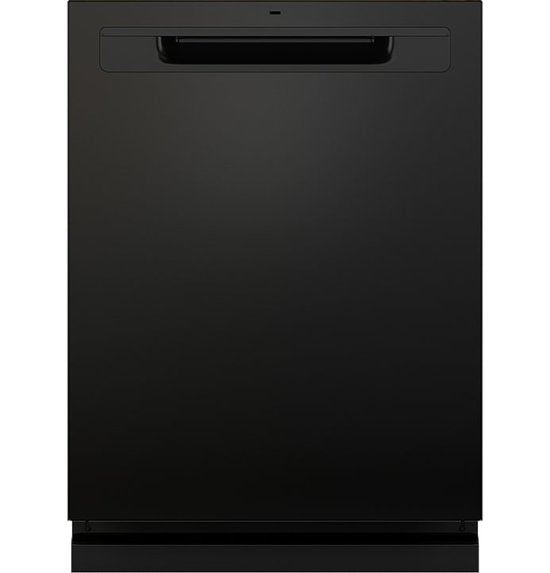 GE - Top Control Dishwasher with Standless Steel Interior and Santize Cycle - Black