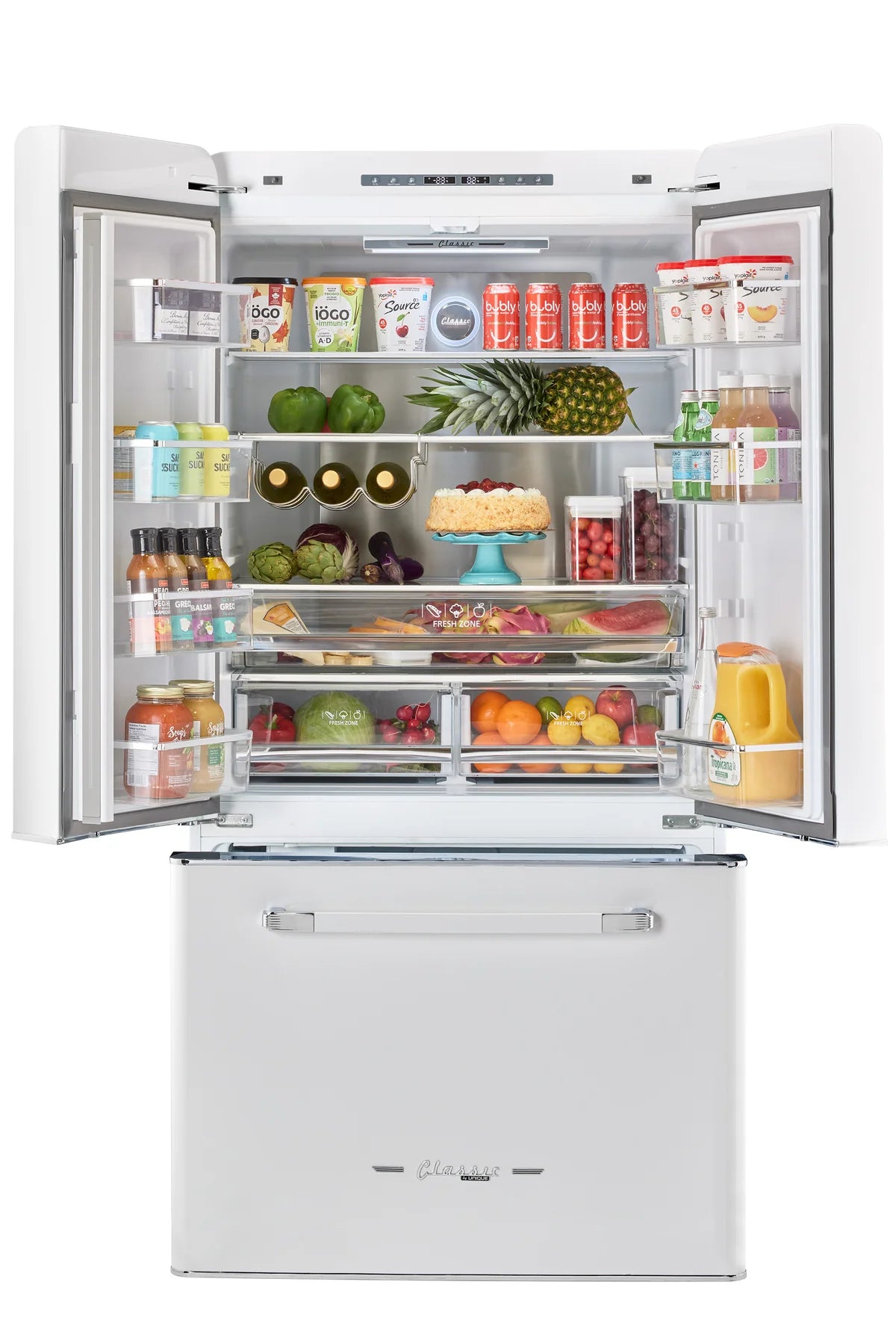 UNIQUE Classic Retro 36-inch 21.4 cu. ft. Frost Free French Door Counter Depth Refrigerator