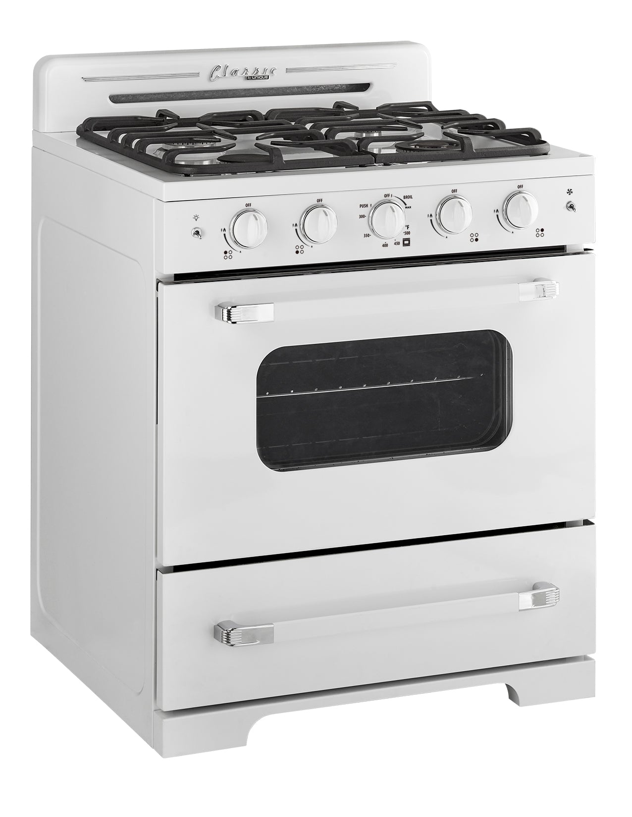 Classic Retro by Unique 30” Convection Gas Range (White)