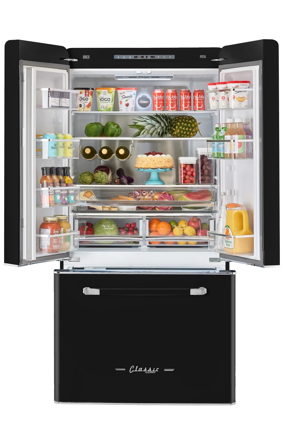 UNIQUE Classic Retro 36-inch 21.4 cu. ft. Frost Free French Door Counter Depth Refrigerator
