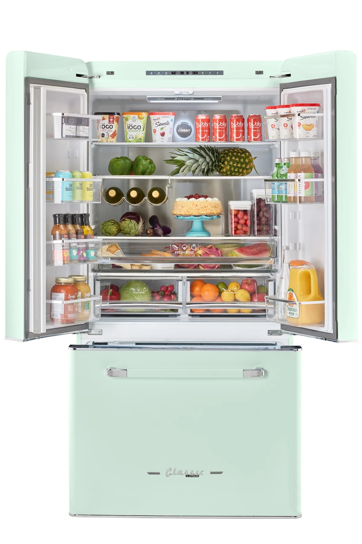 UNIQUE Classic Retro 36-inch 21.4 cu. ft. Frost Free French Door Counter Depth Refrigerator