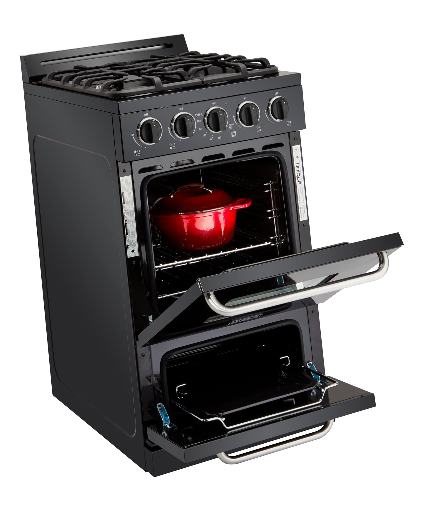 Off-Grid by Unique 20” Propane Range (Battery Ignition) (Black)