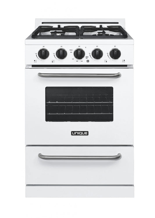 Off-Grid by Unique 24” Propane Range (Battery Ignition) (White)