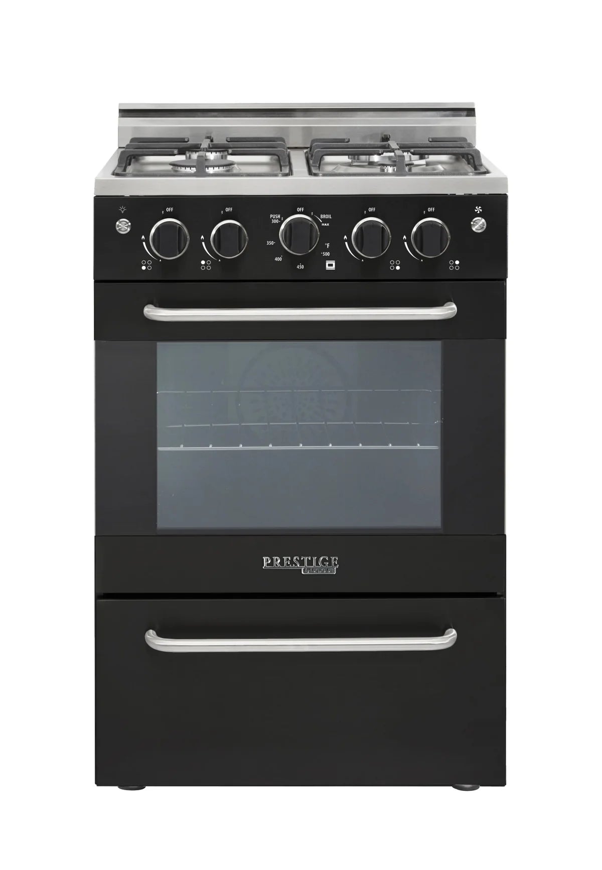 Unique Prestige 24' Black Convection Gas Range, Electronic ignition