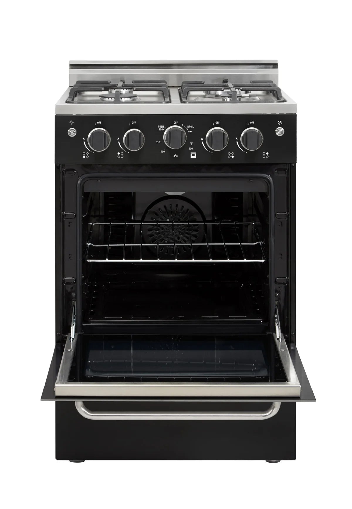 Unique Prestige 24' Black Convection Gas Range, Electronic ignition