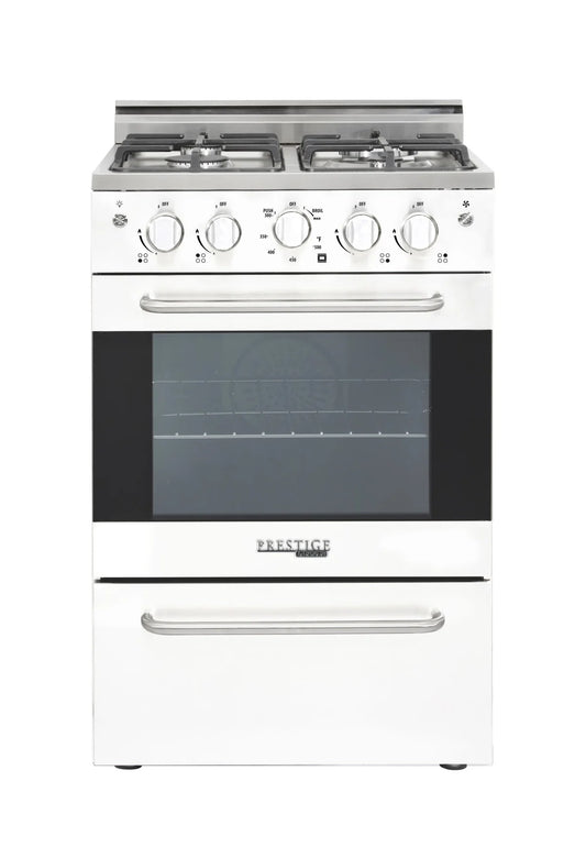 Unique Prestige 24' White Convection Gas Range, Electronic ignition