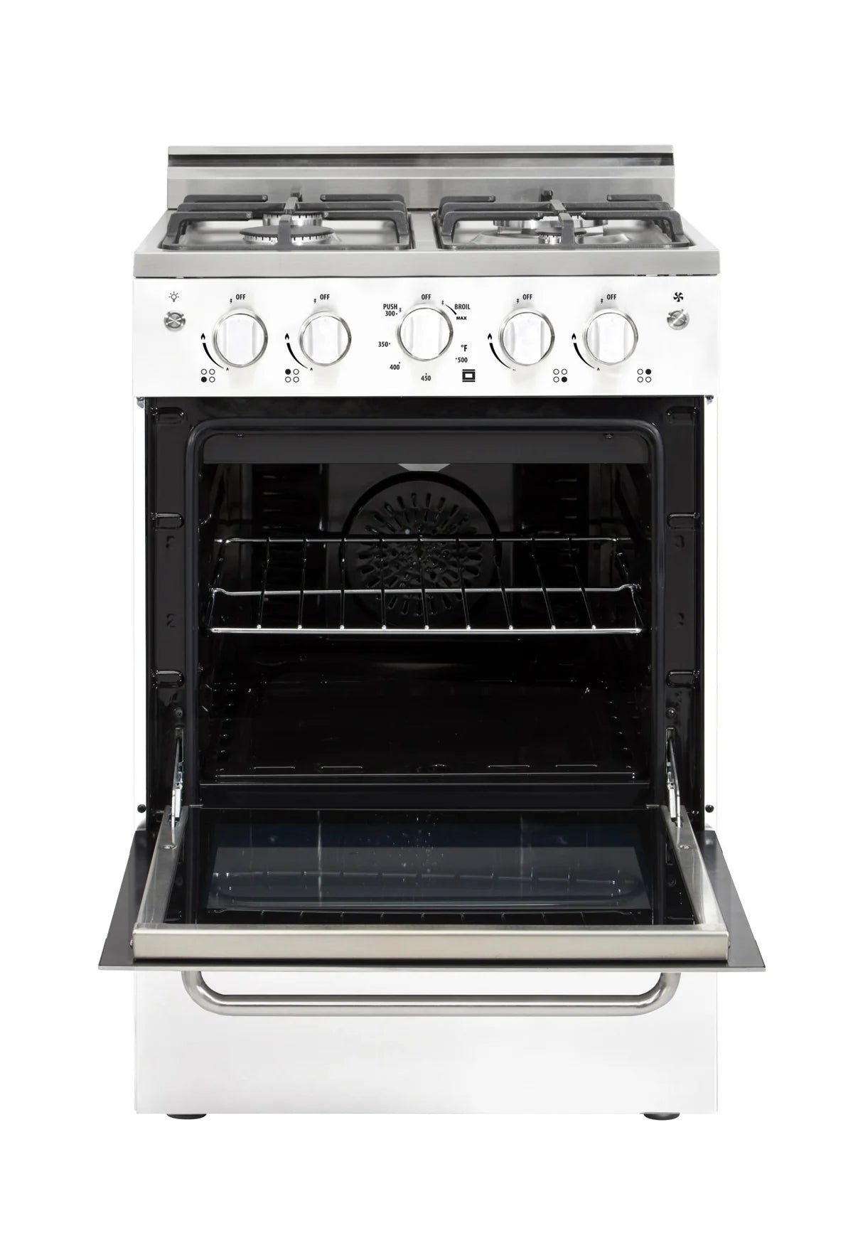 Unique Prestige 24' White Convection Gas Range, Electronic ignition