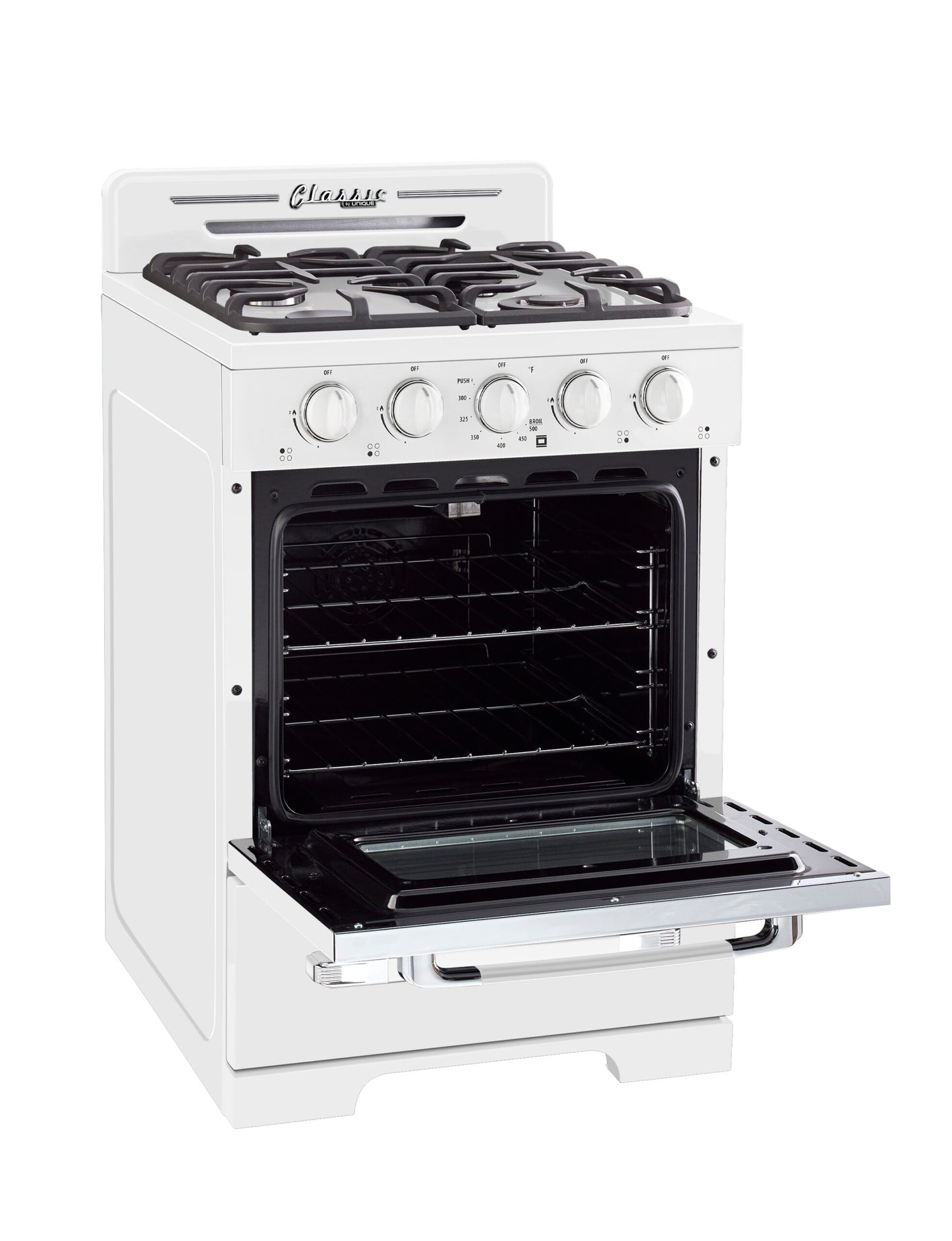 Off-Grid Classic Retro by Unique 24 Propane Range (Battery Ignition) (White)