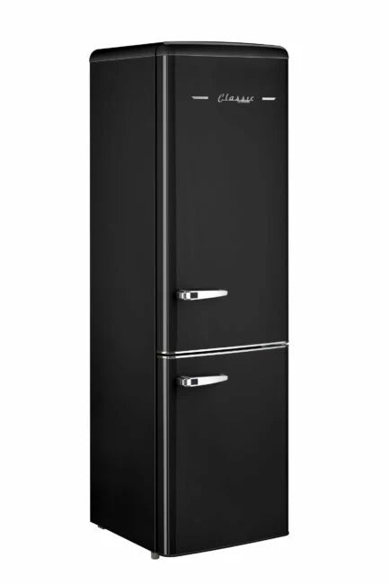 Classic Retro 21.6 in. 8.7 cu. ft. Retro Bottom Freezer Refrigerator in Midnight Black, ENERGY STAR