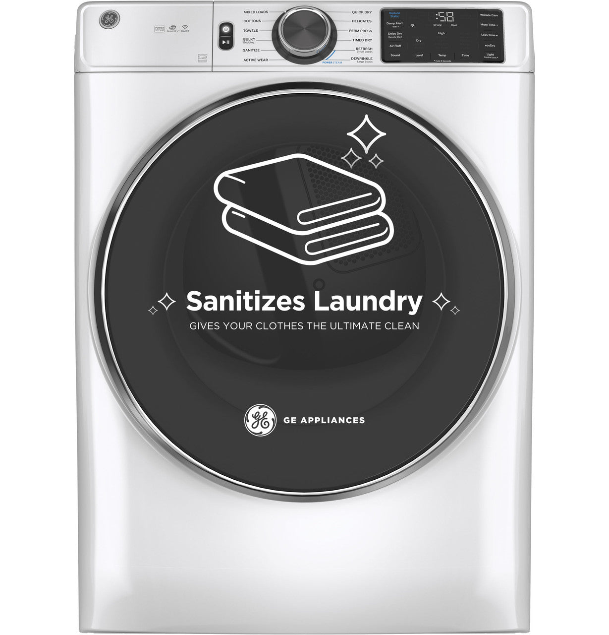 GE® 7.8 cu. ft. Capacity Smart Front Load Electric Dryer with Steam and Sanitize Cycle