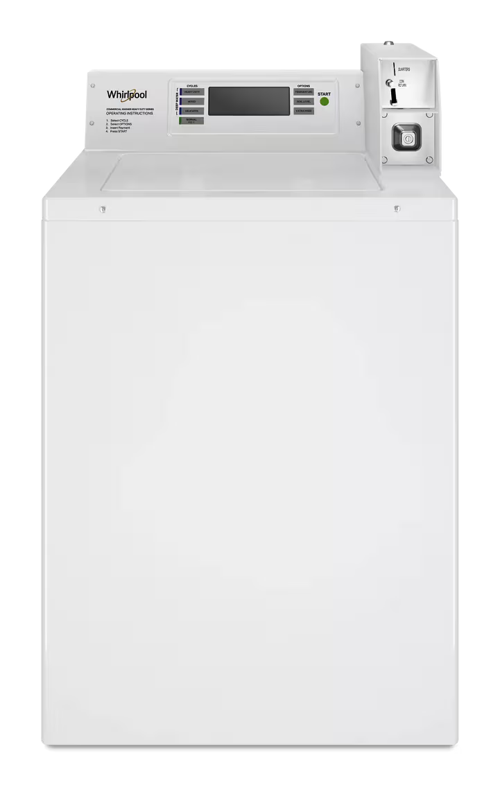 Commercial Top-Load Washer with Factory-Installed Coin Drop and Coin Box