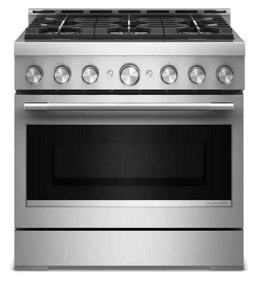 KitchenAid® 36-Inch 6 Burner Commercial-Style Gas Range with No Preheat Air Fry Mode